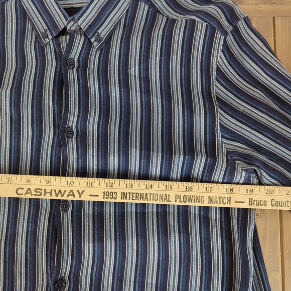 Z Zegna Men’s Blue Gray Linen Button Down Shirt - Picture 6 of 12